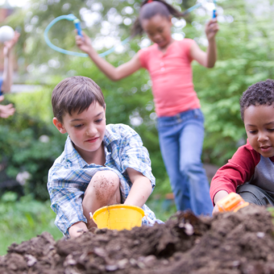 kids outside in the dirt