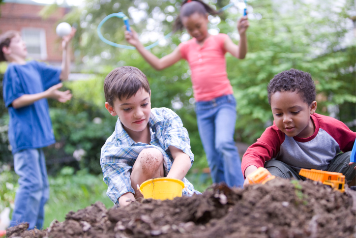 kids outside in the dirt